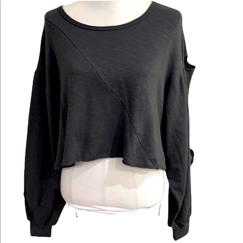 Olivaceous Cropped Crew Neck Sweatshirt